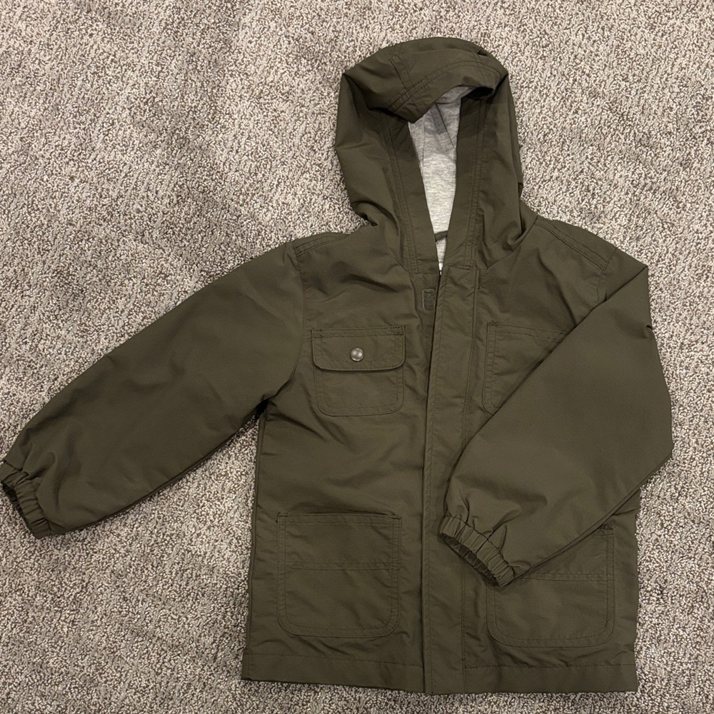Old Navy toddler girl olive green hooded raincoat